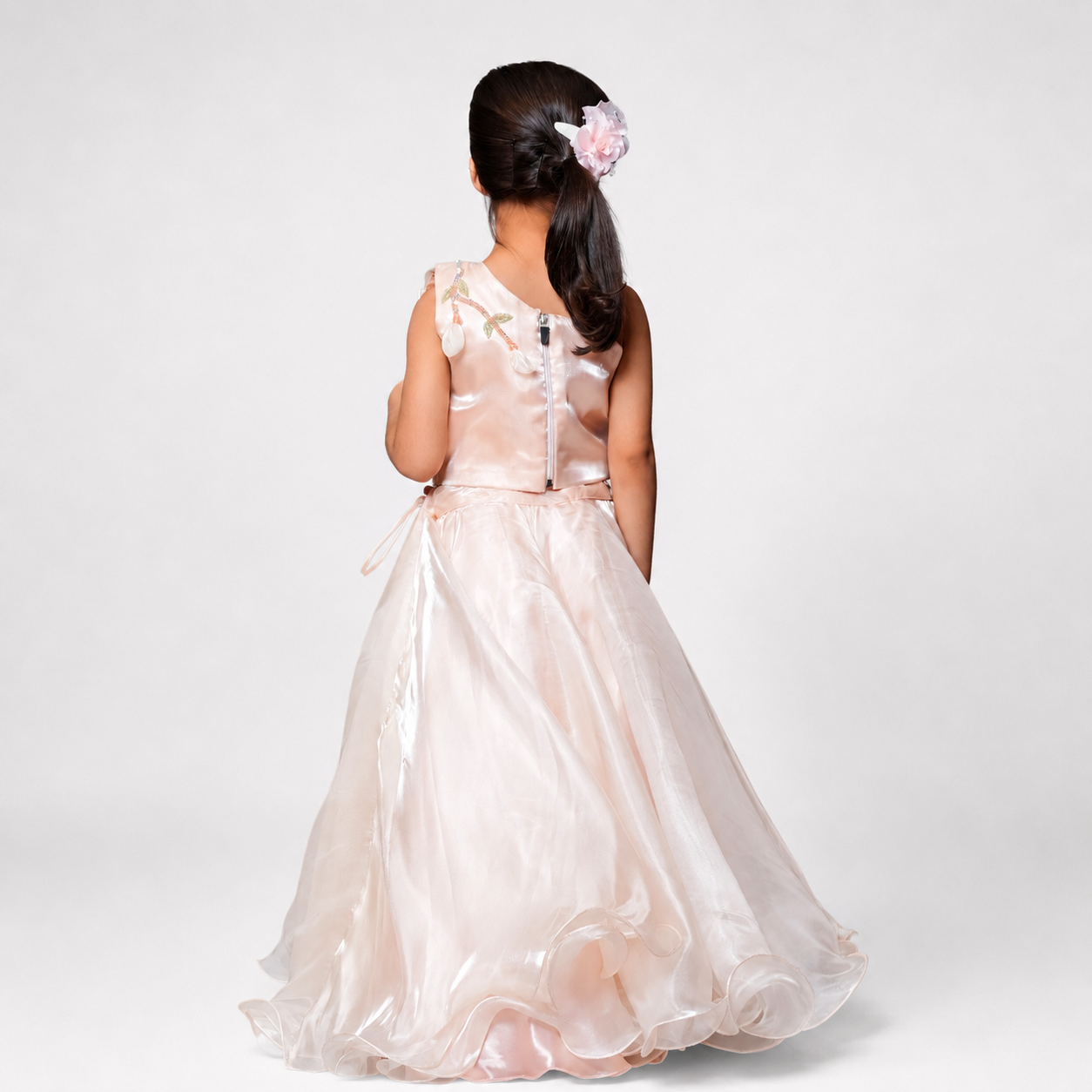Lehenga Set With Embroidery And Handmade Flower Embellishment