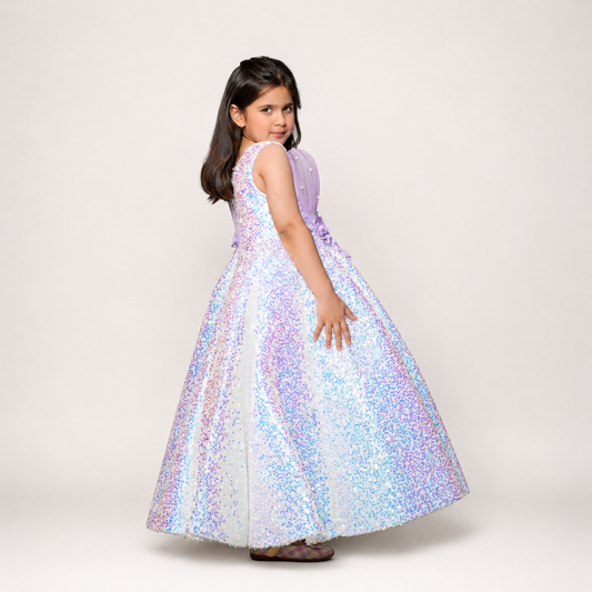 Sequin Gown With Handmade Flowers