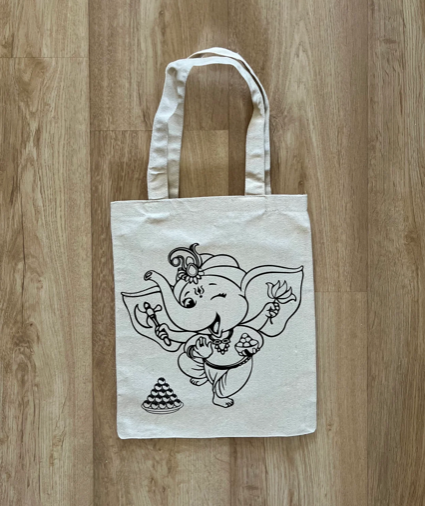 DIY Colouring Dancing Ganesha Tote Bag