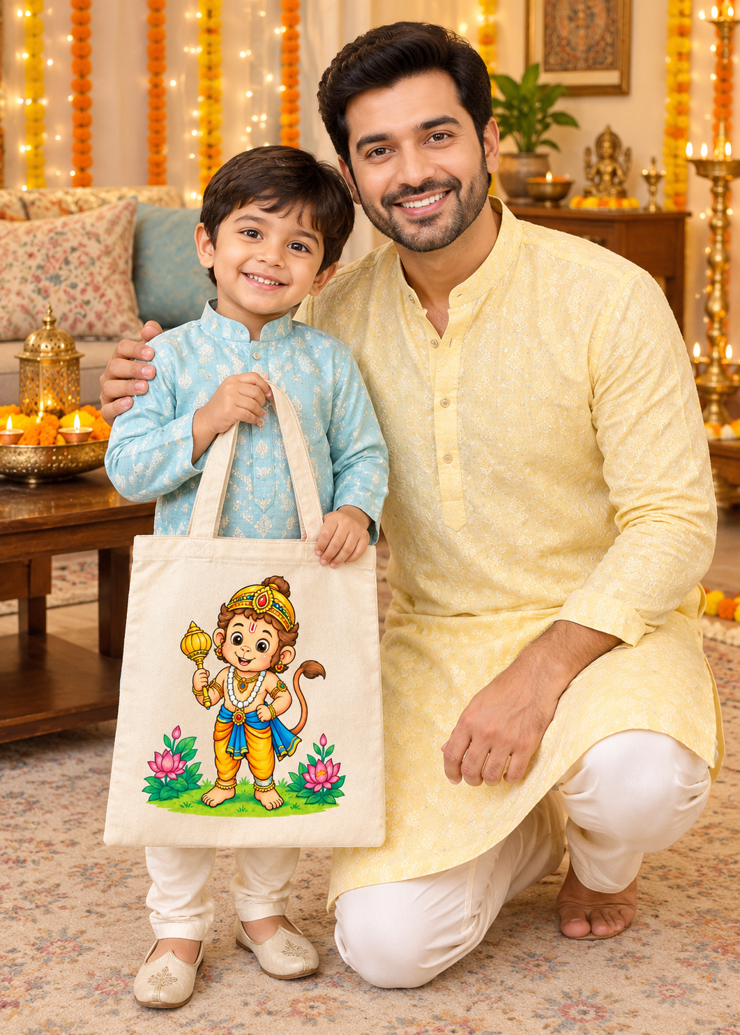 DIY Colouring Lord Hanuman Tote Bag