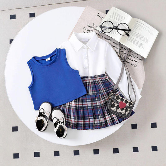 Blue & White Winter Skirt Set
