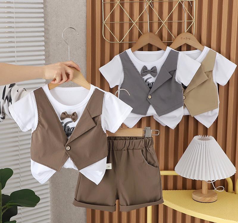 Waist Coat Style Set Tshirt+Shorts for kids