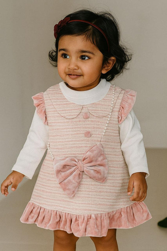 Pink Party Frock With Bag for kids