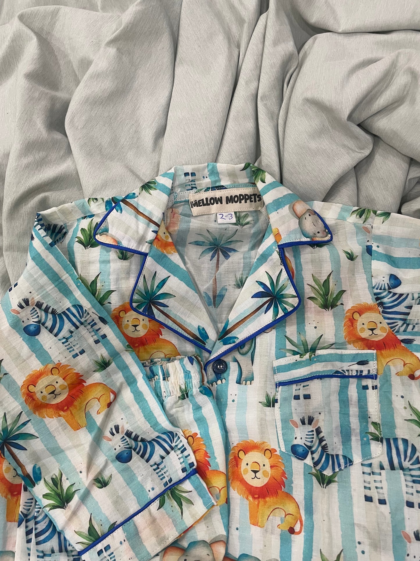 Striped Safari Full Sleeves Nightsuit