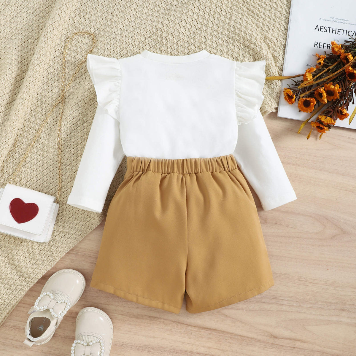 Baby Girl Solid Color Top And Skirt Set – White
