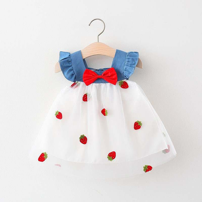 denim frock White Dresses for kids