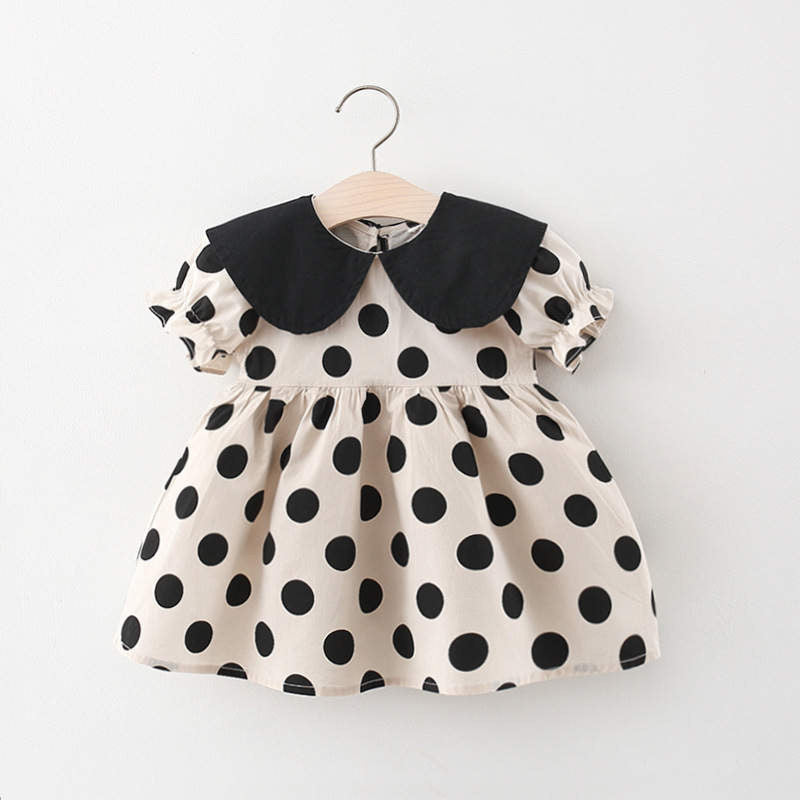 black polka dot casual frock Dresses for kids