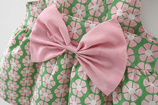 bow-knot casual frock with matching hat