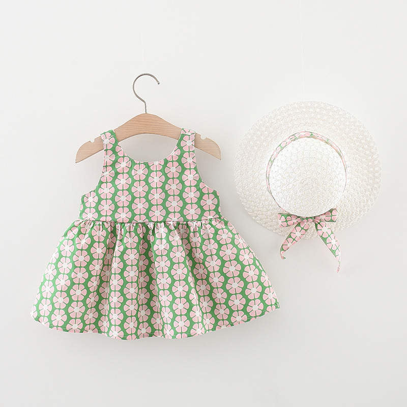 Baby Girl bow-knot casual frock with matching hat
