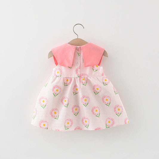 bow colour casual frock with purse Orange Dresses for kids