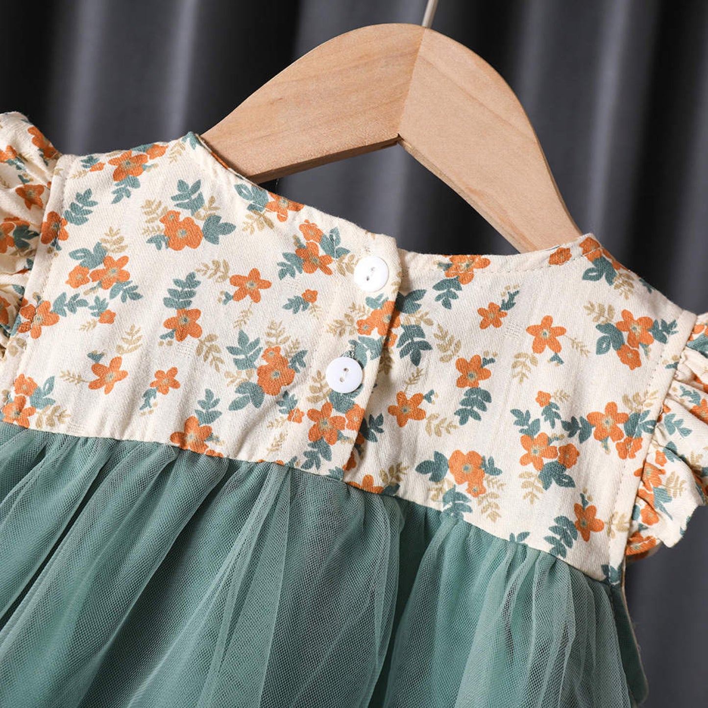 casual net frock Green Dresses for kids