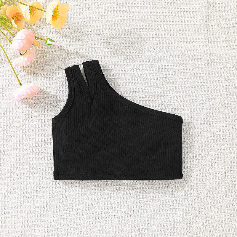 Baby Girl 2-Piece One Shoulder Top And Floral Lace Tutu Skirt – Black