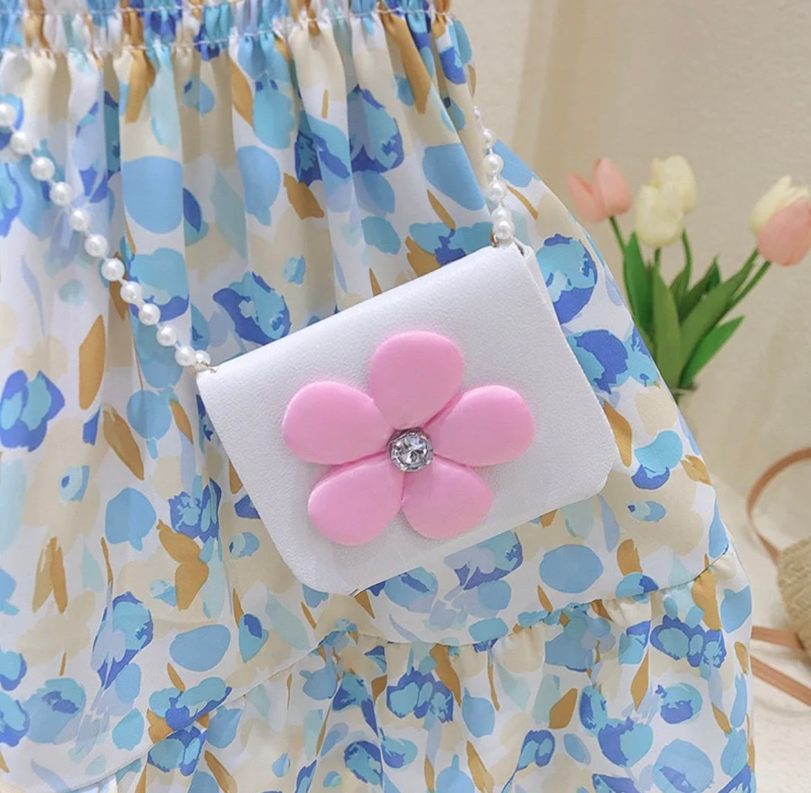 Baby Girl Summer Dress With Bag – Blue