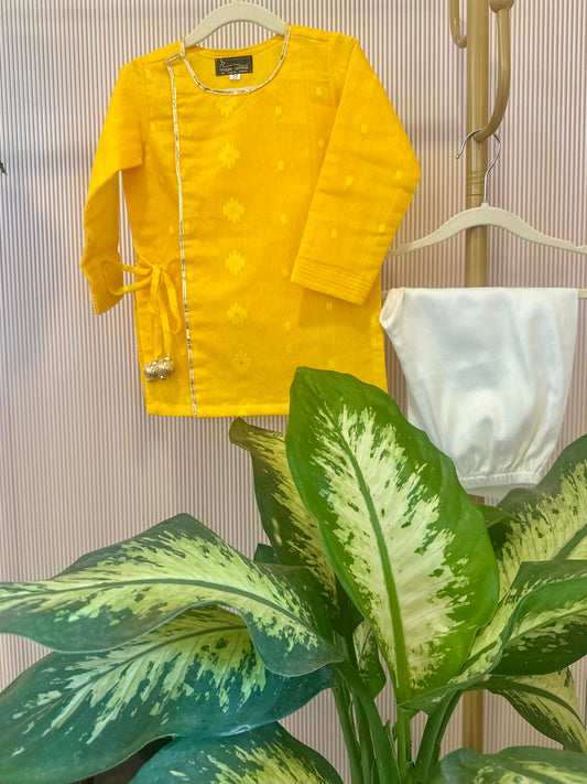 Basant Panchami Angarakha Kurta Set for Boys