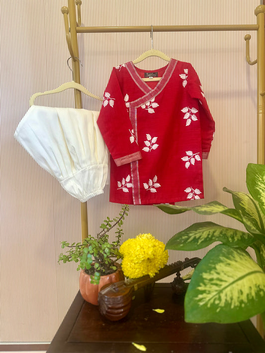 Laal Patta Angarakha Kurta Set for Boys