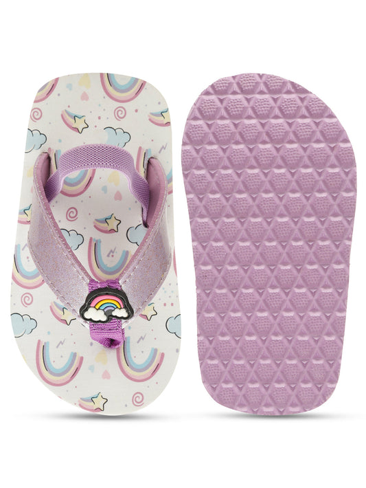 Premium Rainbow V-Shape Flip-Flops - Purple
