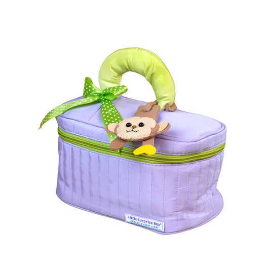 13 pcs Purple Monkey soft satin pouch Newborn Hamper /Gift Box for Baby, 0-6 months - Little Surprise Box