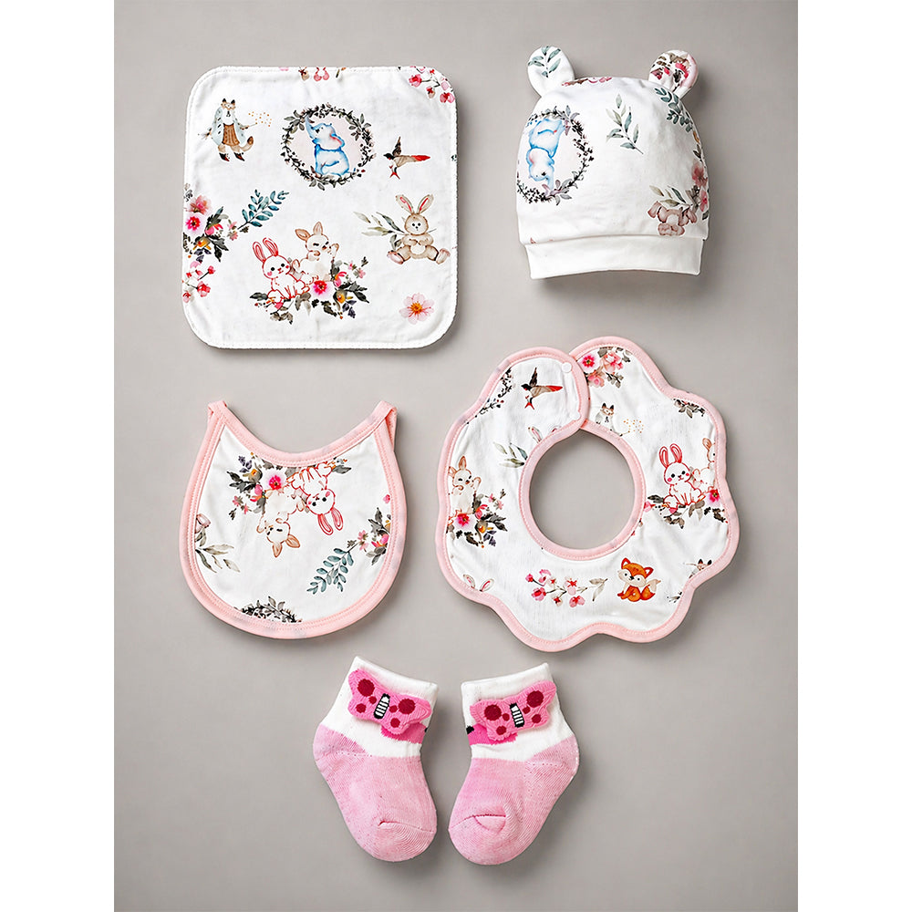 20 pcs, Woodland Rabbit Cane Basket themed Newborn Baby Girl All Season wear,Gift Hamper set,0-12 months - Little Surprise