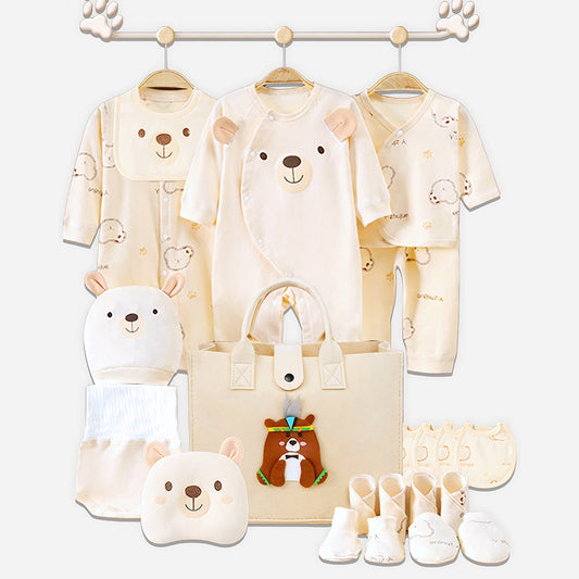21pcs Woodland Bear Totebag Hamper for Newborn Baby Boy / Baby Girl, Giftset for Baby, All Season wear, 0-12 months -