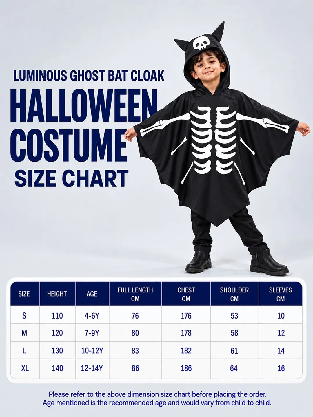 Luminous Ghost Bat Cape-Style Cloak