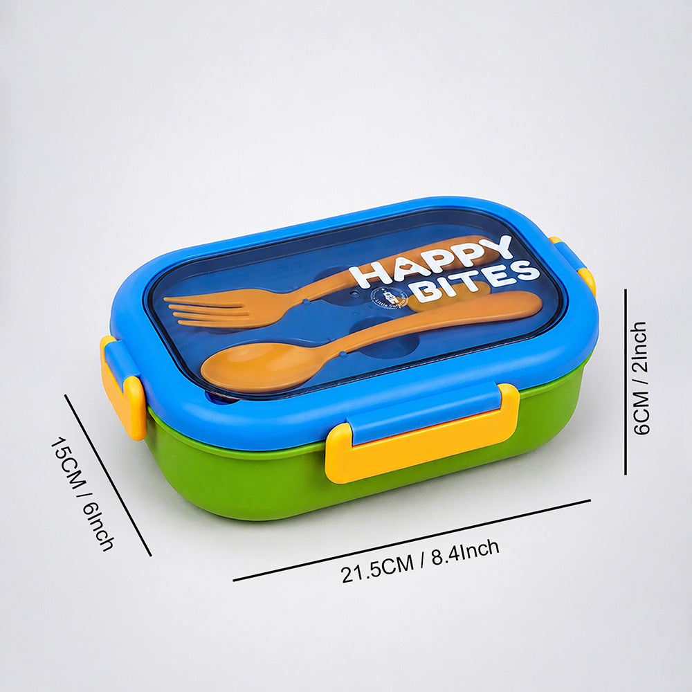 Blue Lid Happy Bites Bento Lunch Box