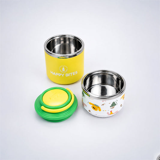Party Dogs Happy Bites Double Decker Stainless Steel Lunch Box