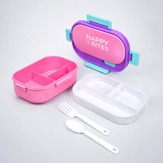 Pink Flap Happy Bites Bento Lunch Box