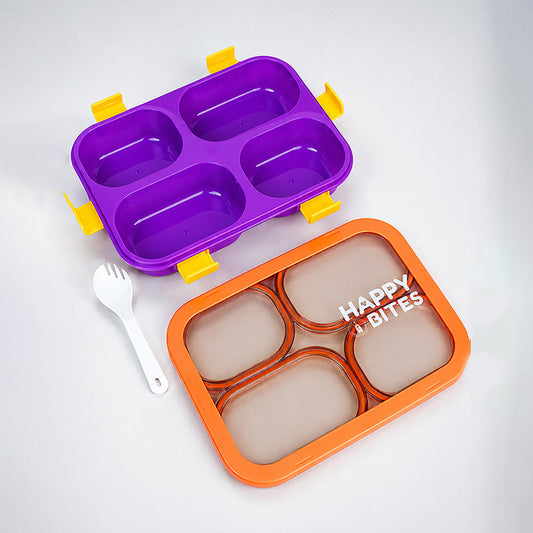 Purple Orange 4 Sections Big Lunch Box
