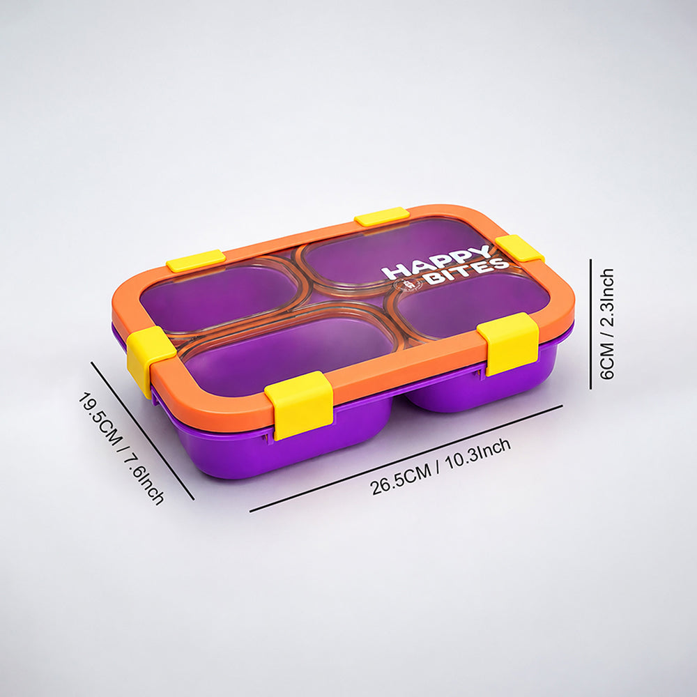 Purple Orange 4 Sections Big Lunch Box