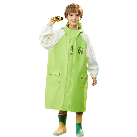 Lemon Green Cap Style Knee Length Raincoat for Kids & Teens - Little Surprise Box