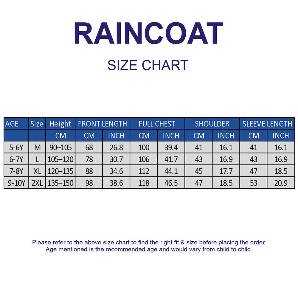 Navy Blue Trench Coat Style Raincoat for Kids & Teens