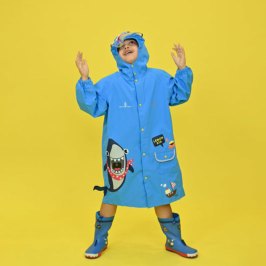 Blue Shark Theme Raincoat for Kids - Little Surprise Box