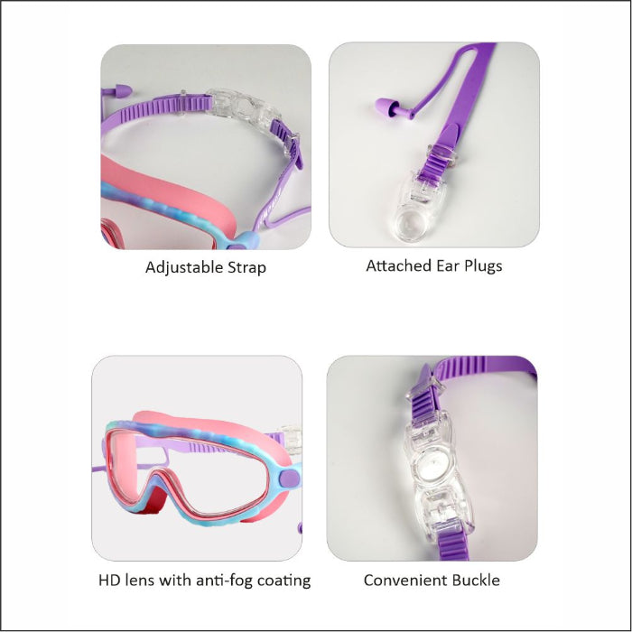 Pink & Blue Bubble Anti-Fog UV Protection Leakproof Design Swim Goggles for Kids, 4Years - 10Years - Little Surprise Box