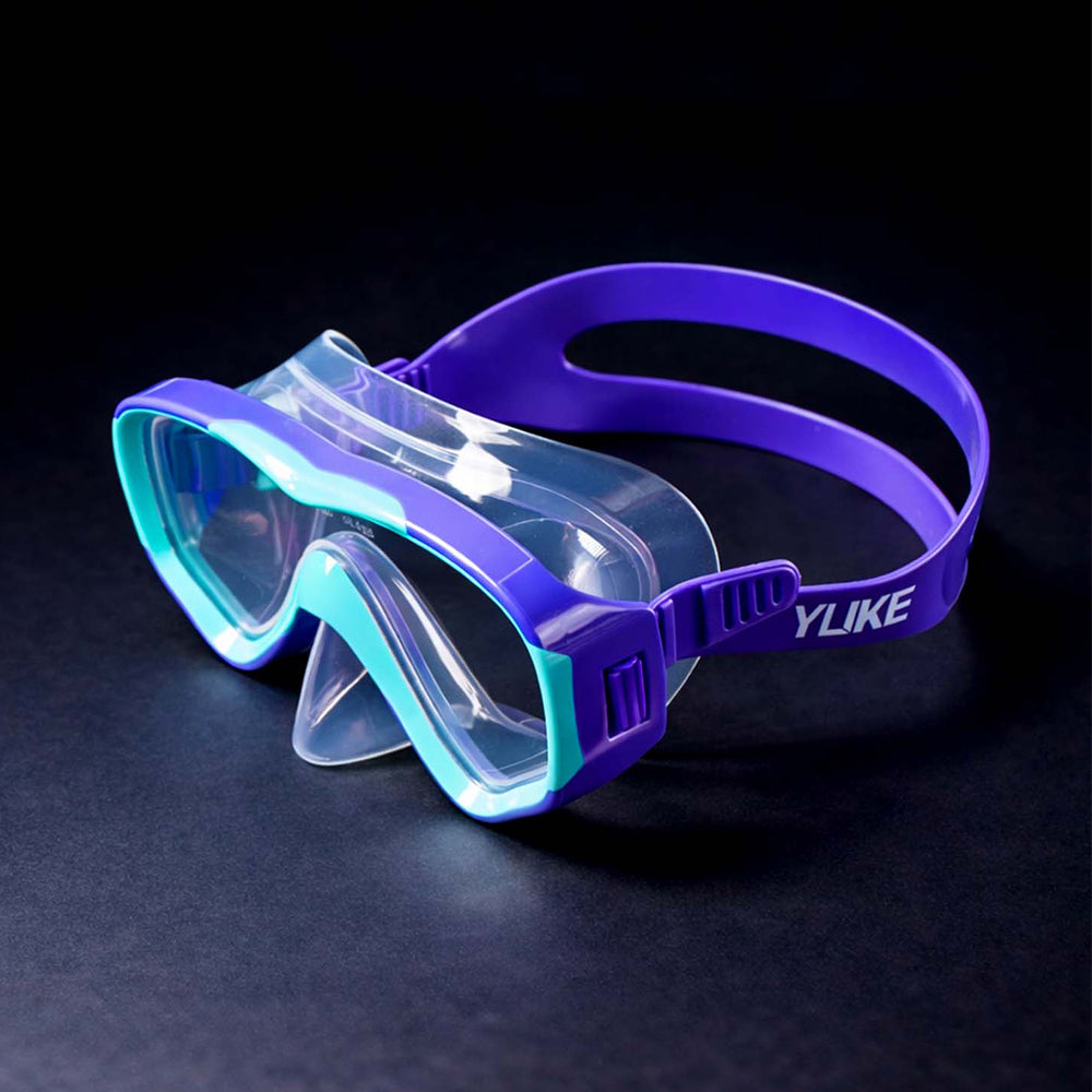 Snorkelling Scuba Diving Mask, Purple Blue Anti-Fog Snorkelling-Style Swim Goggles for Kids, for Kids & Adults, 10Years and