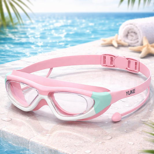 Pink Mint white border, Anti-Fog UV Protection Leakproof Design Swim Goggles for Kids, 5Years - 10Years - Little Surprise Box