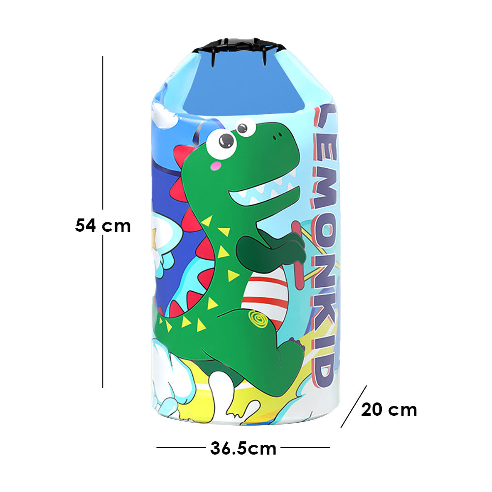 Blue Dino Big Size Clip on & Backpack style Waterproof Swimming Bag/ Beach Bag - Little Surprise Box
