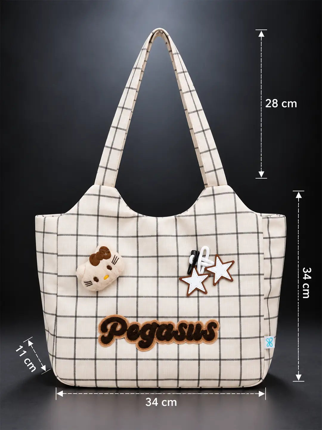 Cream Checks Pegasus Tote Bag