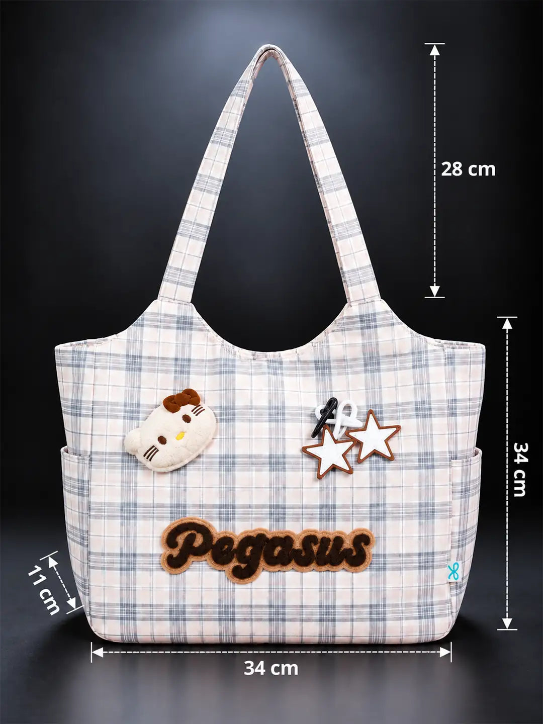 Pink Checks Pegasus Tote Bag