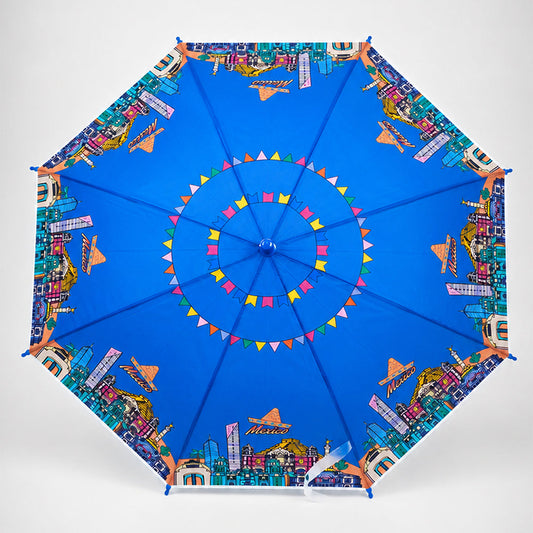 Blue Mexico Landmark Print Umbrella for Teens & Adults