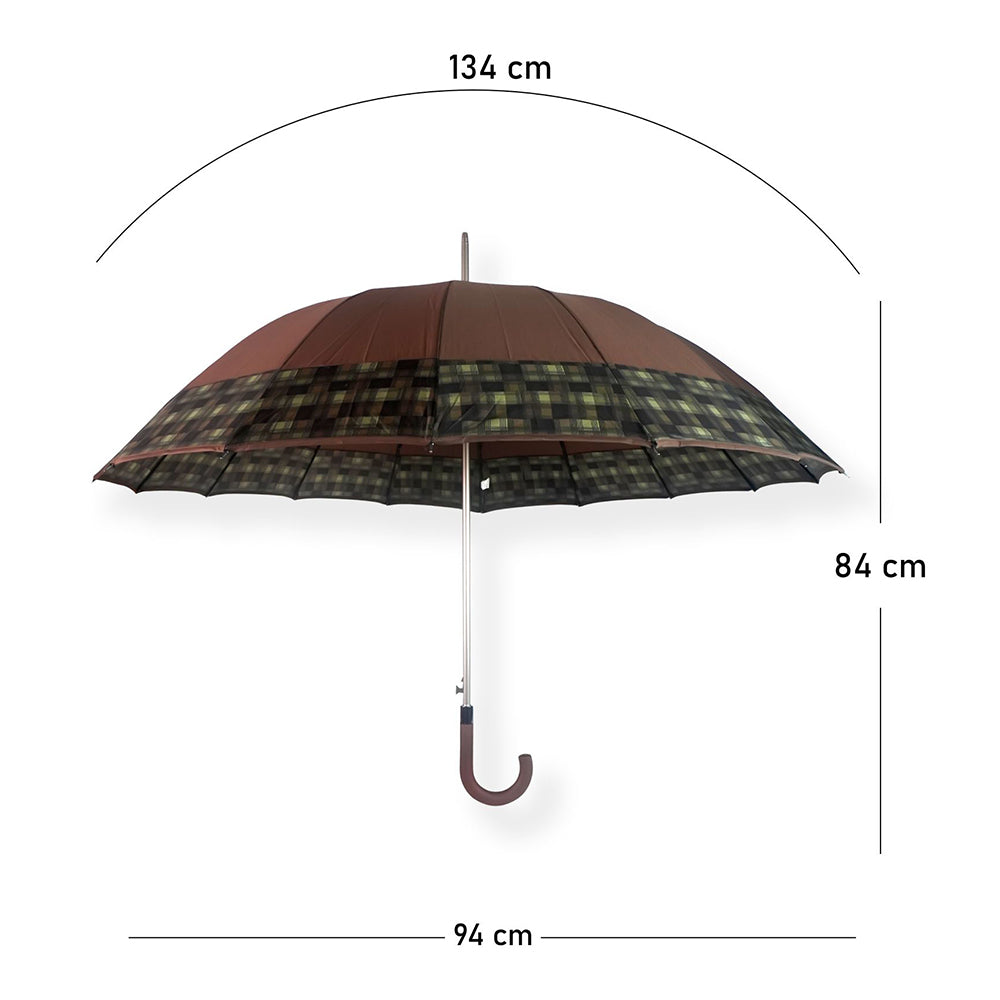 Brown Checks Large Canopy Size Umbrella for Adults - Little Surprise Box