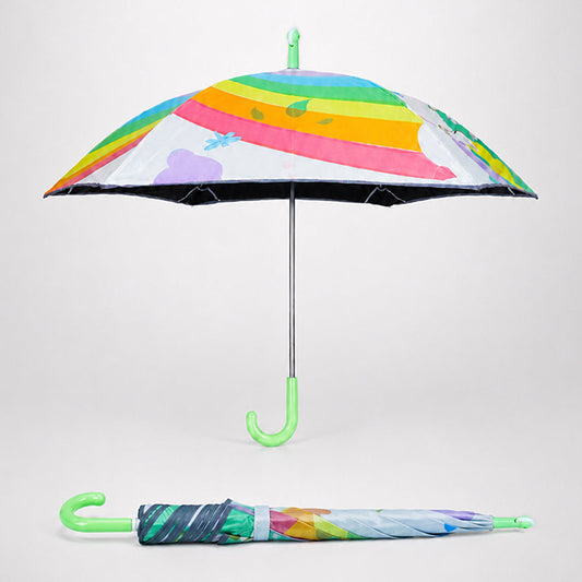 Wheel style Rainbow Duck Printed UPF 50+ Kids-Umbrella-5-10Y