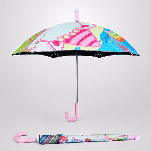 Wheel style Strawberry & Teddy Printed UPF 50+ Kids-Umbrella-5-10Y