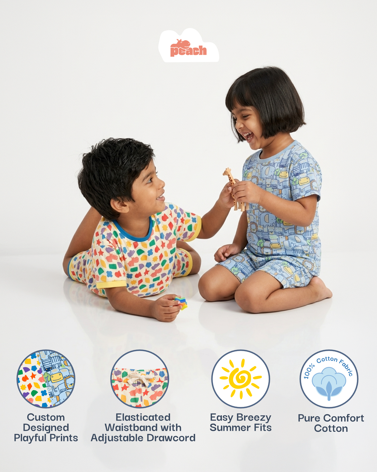 Jungle Friends Oversized Coord Set for Boys (Blue)