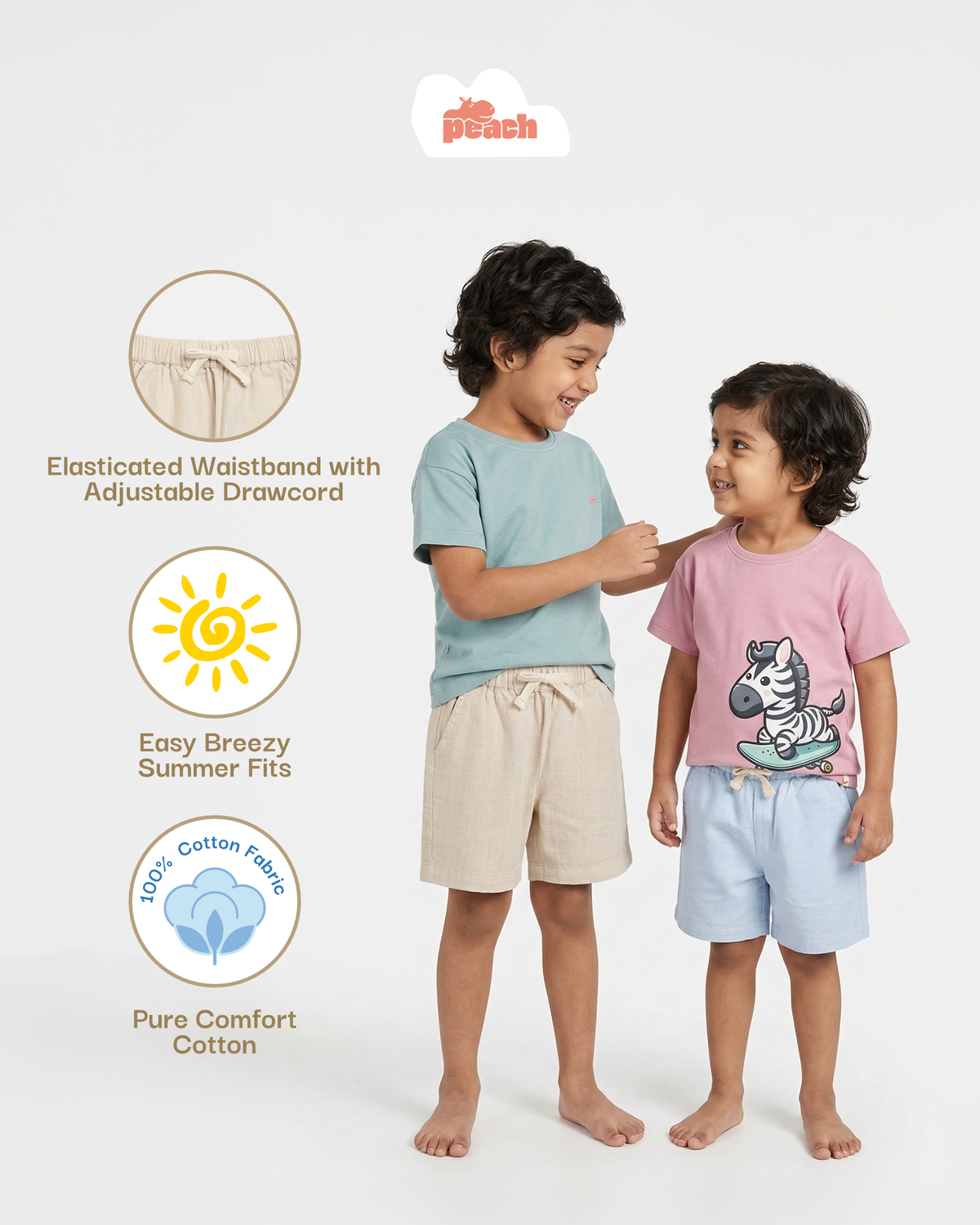 Summer Vibes Striped Shorts for Boys in Maroon and White