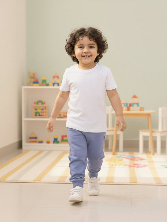 Blue Pop Cotton Joggers for Boys