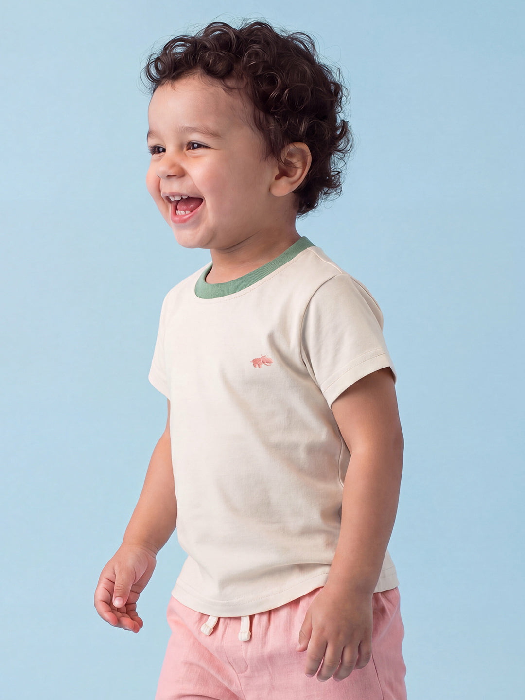 Everyday Basics: Value Pack of 2 100% Cotton T-shirt For Boys (Cream and Green)