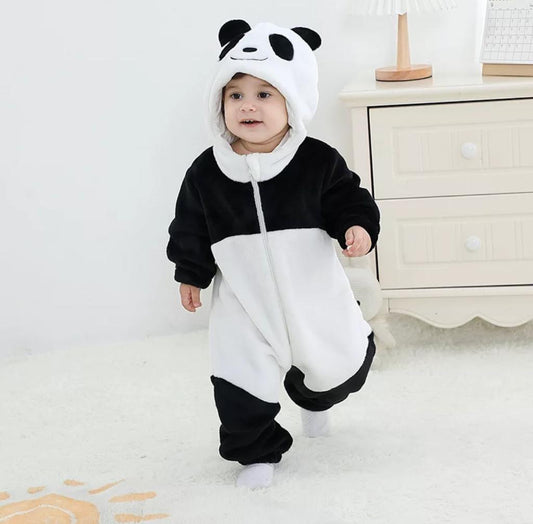 Baby Unisex Panda Style Full Fleece Romper