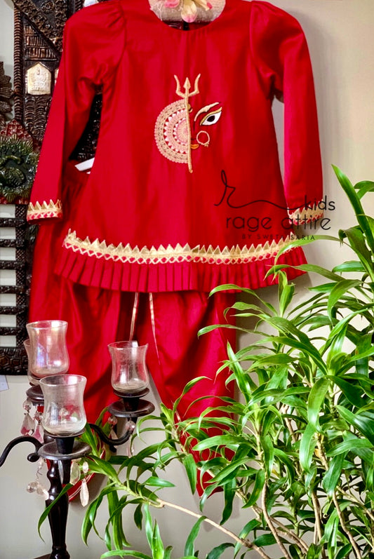 Durga Shakti Kurta Dhoti Set for Girls