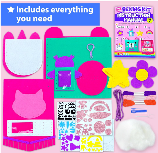 iLearnNGrow DIY Sewing Kit for Kids – 6 Fun Crafts & Plush Projects