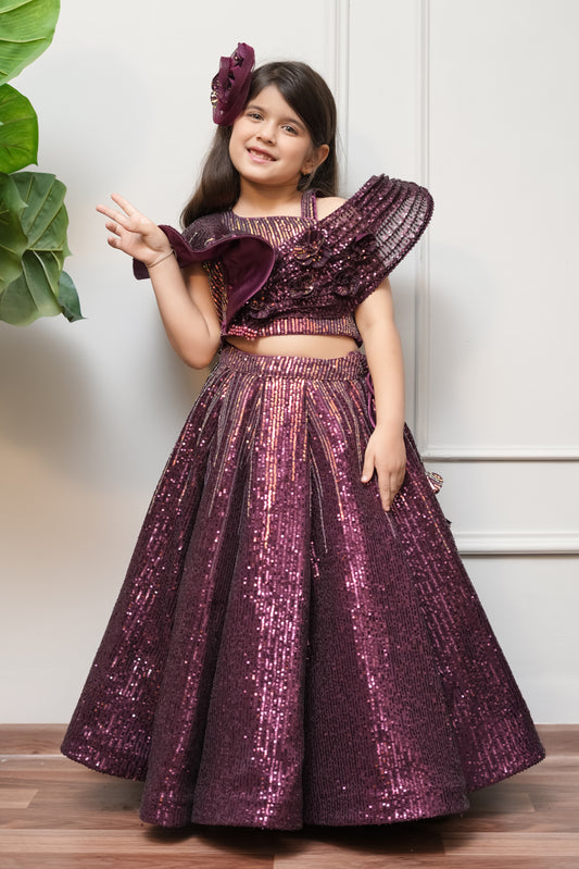 Sequin Top With Lehenga